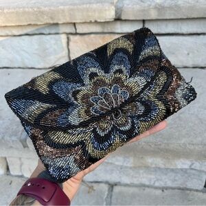 CARLA Marchi handmade embroidered beaded hand purse with long handle